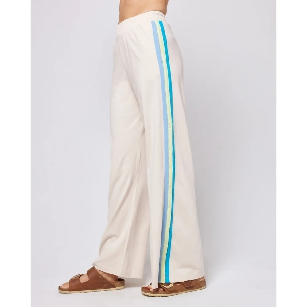 L*SPACE // soft jersey hi waist wide leg side stripe side snap activewear pants